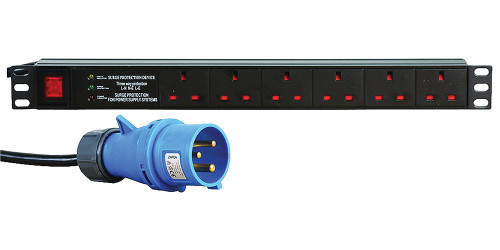 Dynamode 6 Way PDU Extension Lead - 13A Multi Plug Switched Power Distribution Unit (PDU) Rack Mount