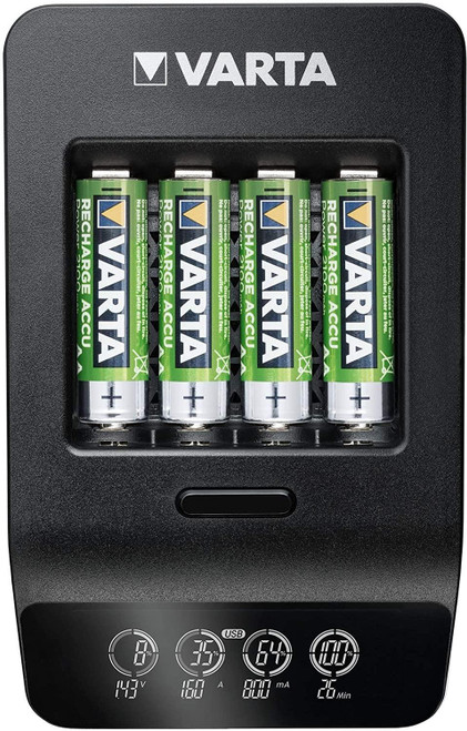 VARTA Charger for 4 AA/AAA, LCD Smart Charger+, USB-C