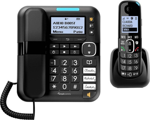 Amplicomms BigTel 1580 Combo EU Corded Seniors Phone Handsfree for Hearing Aids
