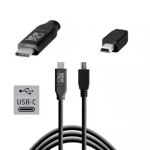 TETHER TOOLS TETHERPRO USB-C to 2.0 Mini-B 5-PIN, 15' (4.6M), Black
