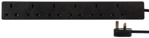 PRO ELEC 6‑Gang Mains Extension Lead, 15m Cable, 13A, Black - PELB1422