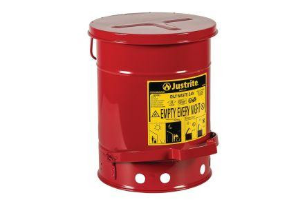 Justrite 09100 Galvanized Steel Oily Waste Safety Can with Foot Lever