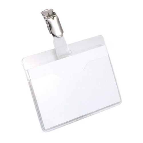 DURABLE Name Tags with Clip Hard Foil 90 x 60 mm Clear (Pack of 25)