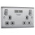 BG Electrical Double Switched Power Wall Plug Socket with Two USB-A Charging Ports, Nexus Metal, Brushed Steel, Grey Inserts, NBS22U3G