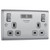 BG Electrical Double Switched Power Wall Plug Socket with Two USB-A Charging Ports, Nexus Metal, Brushed Steel, Grey Inserts, NBS22U3G