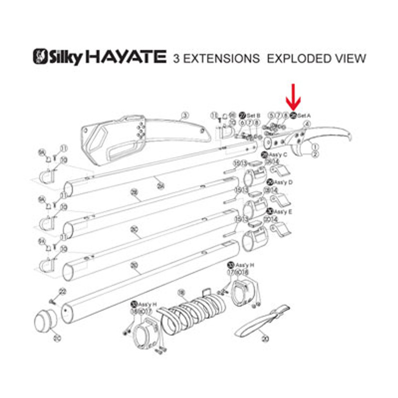 Active slide of Silky Hayate Blade Fixing Bolt Set A (Contains 3 bolts)