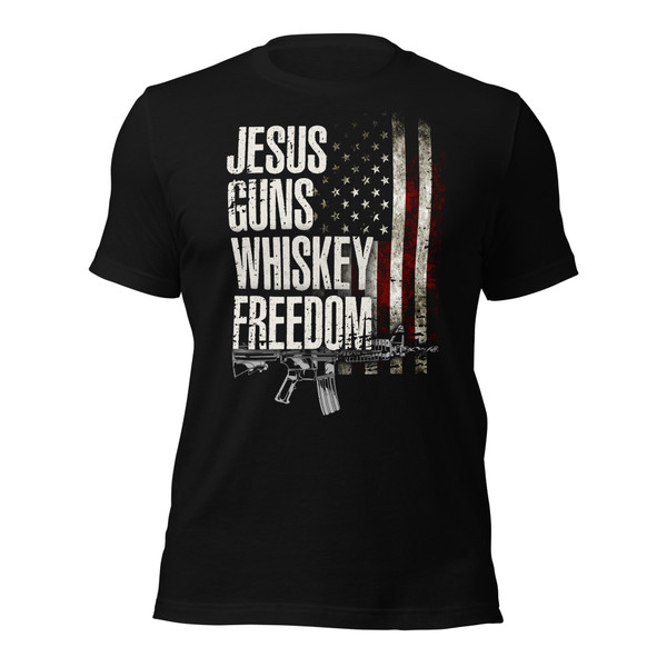 Jesus, Guns, Whiskey, Freedom Shirt (Front Print)