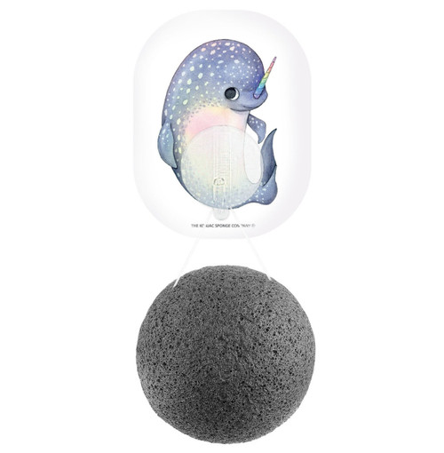 Mythical Narwhal Konjac Face Sponge & Hook - Bamboo Charcoal