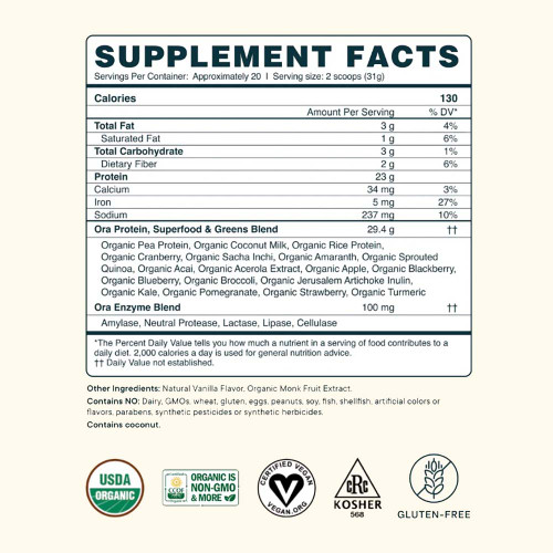 Organic Protein Powder (So Lean & So Clean) - Vanilla 618g