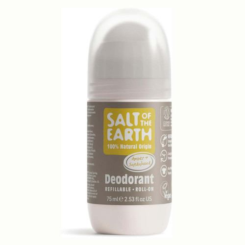 Natural Refillable Roll-On Deodorant Amber & Sandalwood 75ml