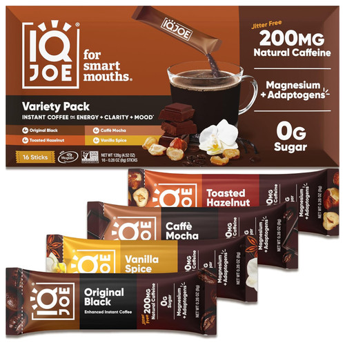 IQJoe Instant Coffee Packets With Adaptogens 16 Sticks