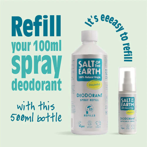 Natural Deodorant Spray Refill Unscented 500ml