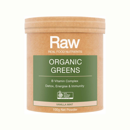 Raw Real Food Nutrients Organic Greens Powder Vanilla Mint 100g