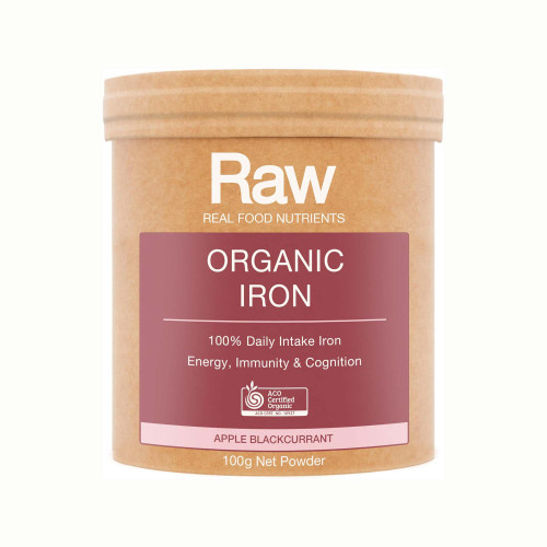 Raw Real Food Nutrients Organic Iron Powder Apple Blackcurrant 100g