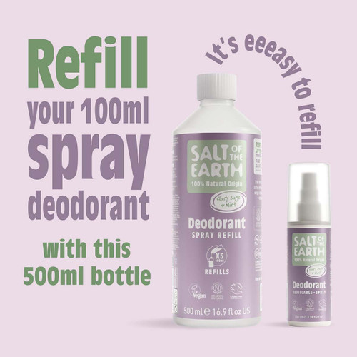 Natural Deodorant Spray Refill Clary Sage & Mint 500ml