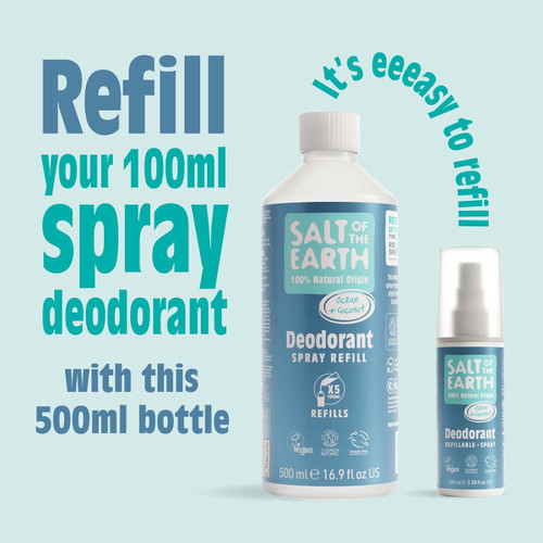 Natural Deodorant Spray Refill Ocean & Coconut 500ml