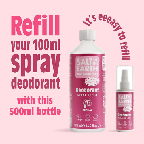 Natural Deodorant Spray Refill Fresh Strawberry 500ml