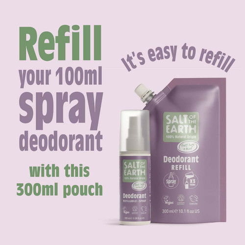 Natural Deodorant Spray Refill Pouch Clary Sage & Mint 300ml