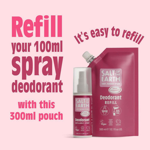 Natural Deodorant Spray Refill Pouch Fresh Strawberry 300ml