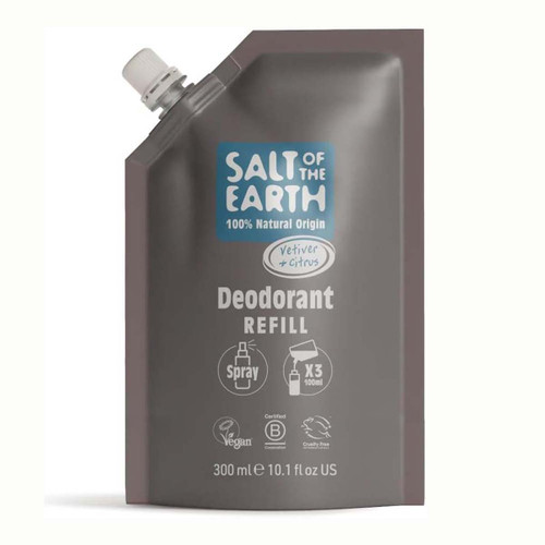 Natural Deodorant Spray Refill Pouch Vetiver & Citrus 300ml