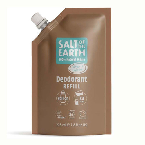 Natural Deodorant Roll-On Refill Pouch Ginger & Jasmine 225ml