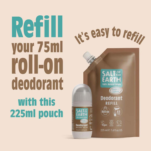 Natural Deodorant Roll-On Refill Pouch Ginger & Jasmine 225ml