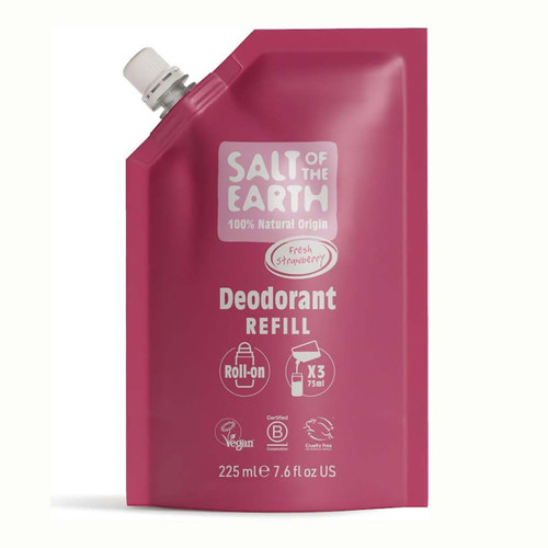 Natural Deodorant Roll-On Refill Pouch Fresh Strawberry 225ml