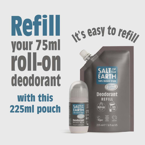 Natural Deodorant Roll-On Refill Pouch Vetiver & Citrus 225ml