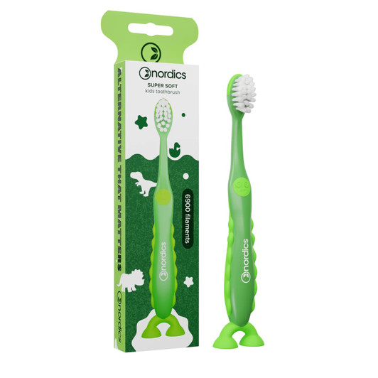 Kids Premium Toothbrush Green Dino Super Soft 6900 Filaments