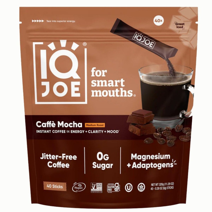 IQJoe Instant Coffee Packets With Adaptogens - Caffè Mocha 40 Sticks