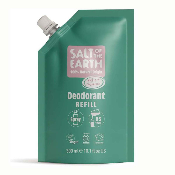 Natural Deodorant Spray Refill Pouch Melon & Cucumber 300ml