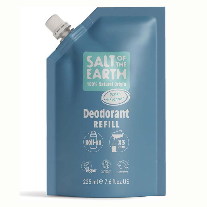 Natural Deodorant Roll-On Refill Pouch Ocean & Coconut 225ml