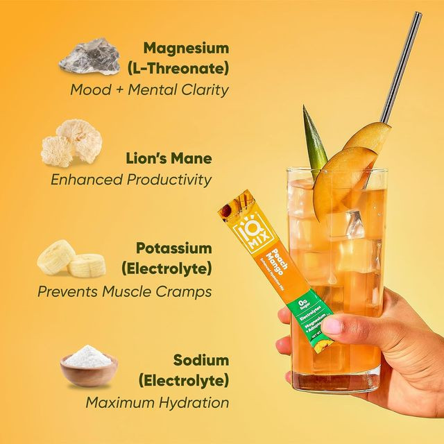IQMix Sugar Free Electrolytes Powder Packets - Peach Mango 20 Sticks