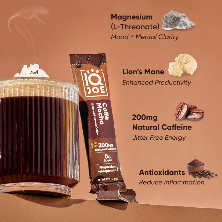 IQJoe Instant Coffee Packets With Adaptogens 16 Sticks