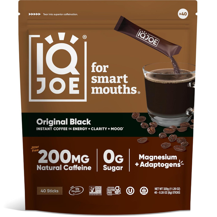 IQJoe Instant Coffee Packets With Adaptogens - Original Black 40 Sticks