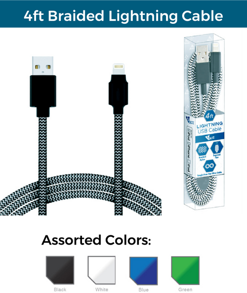 4ft Braided Lighning USB Cable