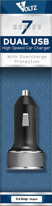 3.4A Dual USB DC Car Charger - Black