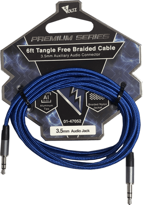 3.5mm 6' Braided Auxiliary Audio Cable - Blue