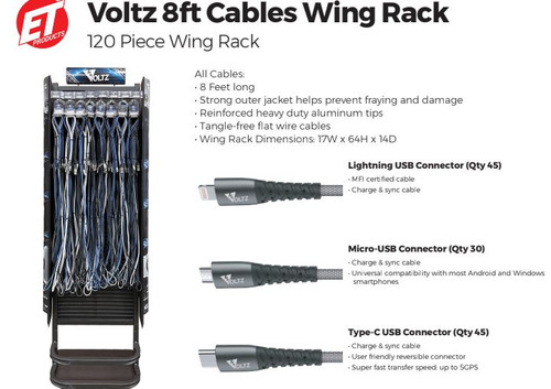 Voltz 8ft Cable Wing Rack  120ct