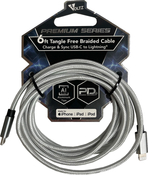 Voltz 6ft PD Lightning to Type-C Cable - Assorted Colors