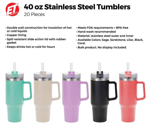 40 oz Stainless Steel Tumblers 20pc