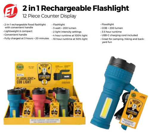 2 in 1 Rechargeable Flashlight 12pc