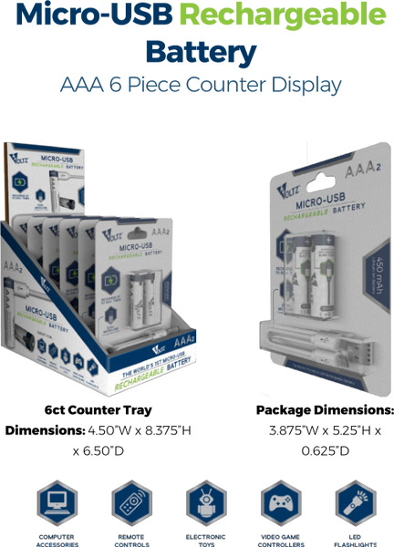 AAA Rechargeable Batteries - (6) 2-packs