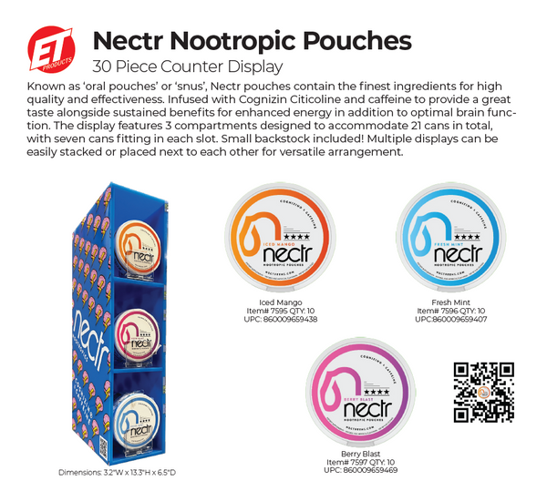 Nectr Nootropic Pouches 30pc Counter Display