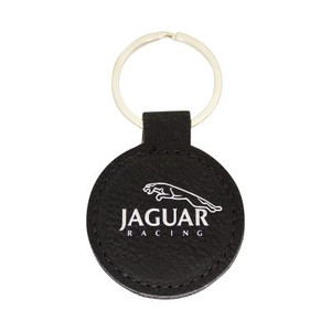 Leatherette Keychain Circle Black / Silver