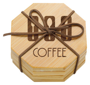 Bamboo Coaster x 4 Octagon with Band Bamboo Coaster x 4 Octagon with Band