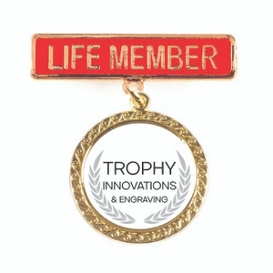 Red Life Member Lapel Badge with logo Red Life Member Lapel Badge with logo