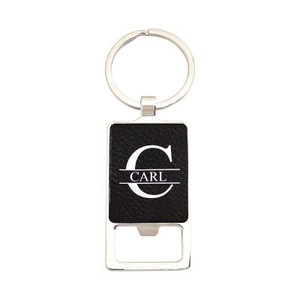Black Leatherette Keychain Bottle Opener