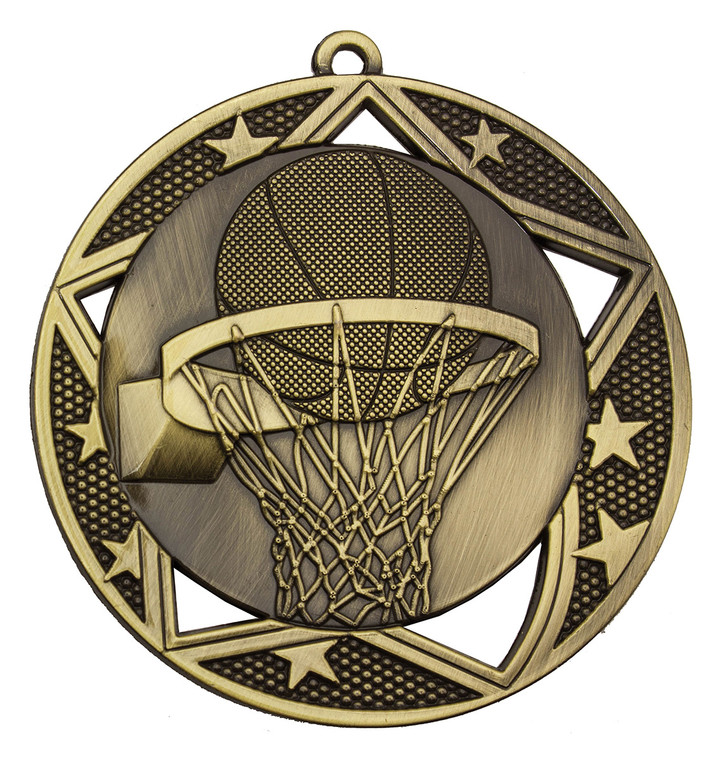 MQ907G - 70mm Basketball Galaxy Medal Gold