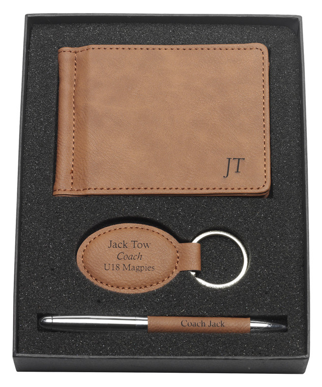 Leatherette Set – Clip, Keychain & Pen